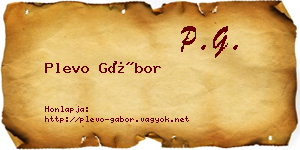 Plevo Gábor névjegykártya